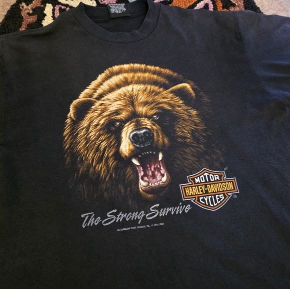 🔥🔥Vintage 1991 3D EMBLEM Harley-Davidson Black T-Shirt MADE IN USA🔥🔥 - Picture 2 of 10